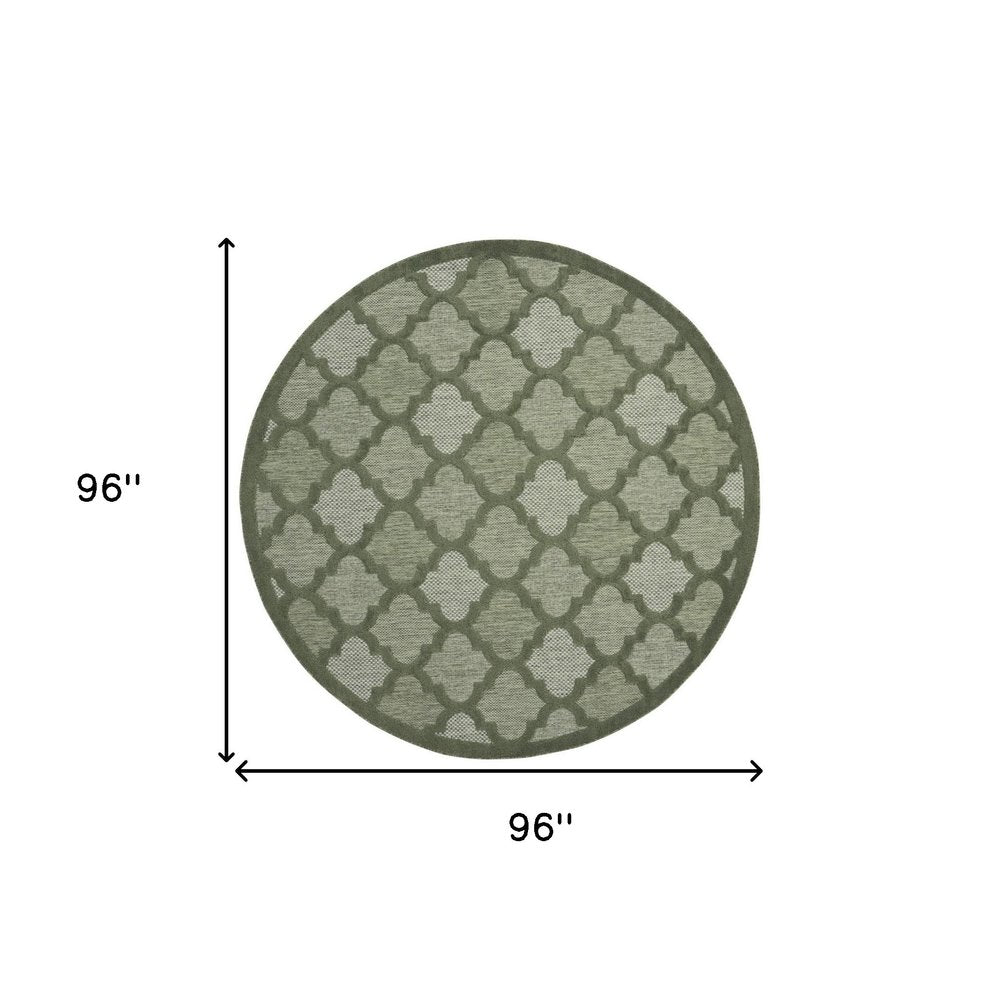 8' Green Round Geometric Indoor Outdoor Area Rug