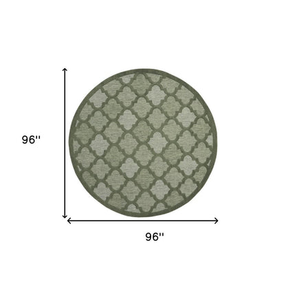 8' Green Round Geometric Indoor Outdoor Area Rug HomeRoots