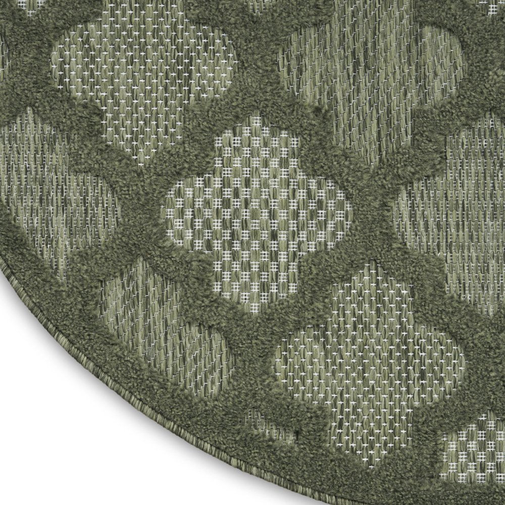 8' Green Round Geometric Indoor Outdoor Area Rug — view 6
