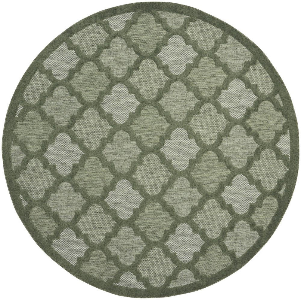 8' Green Round Geometric Indoor Outdoor Area Rug