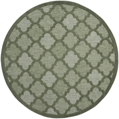 8' Green Round Geometric Indoor Outdoor Area Rug