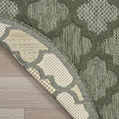 8' Green Round Geometric Indoor Outdoor Area Rug HomeRoots
