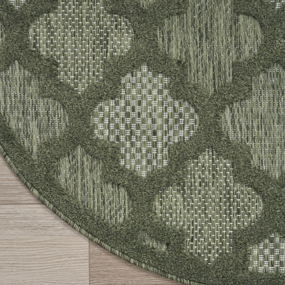 8' Green Round Geometric Indoor Outdoor Area Rug — view 10