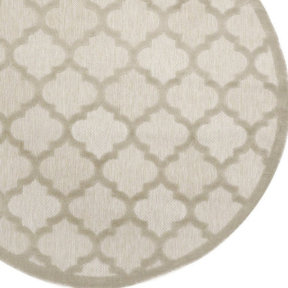 8' Cream Round Geometric Indoor Outdoor Area Rug HomeRoots
