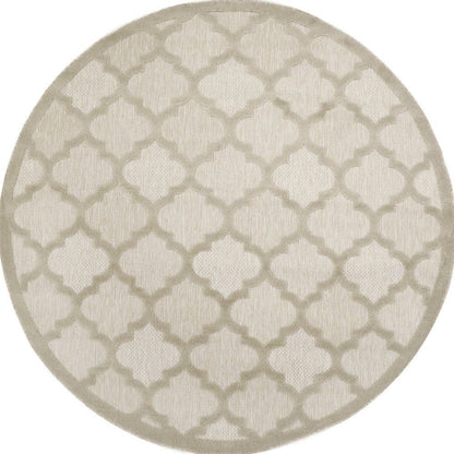 8' Cream Round Geometric Indoor Outdoor Area Rug HomeRoots
