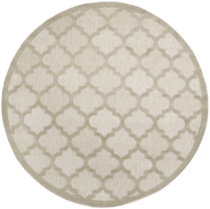 8' Cream Round Geometric Indoor Outdoor Area Rug HomeRoots