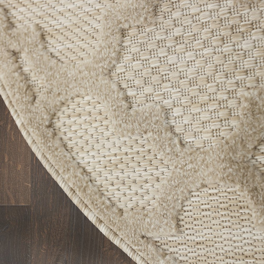 8' Cream Round Geometric Indoor Outdoor Area Rug — view 10