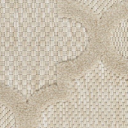 8' Cream Round Geometric Indoor Outdoor Area Rug