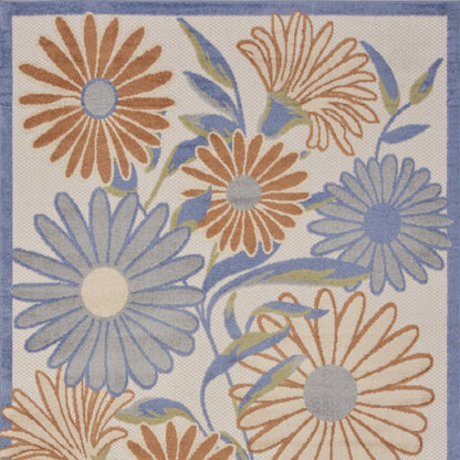 4' X 6' Beige Floral Indoor Outdoor Area Rug HomeRoots