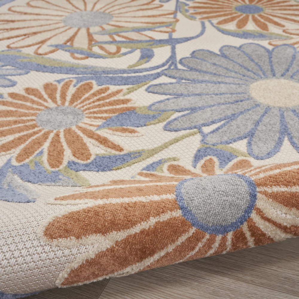 4' X 6' Beige Floral Indoor Outdoor Area Rug HomeRoots