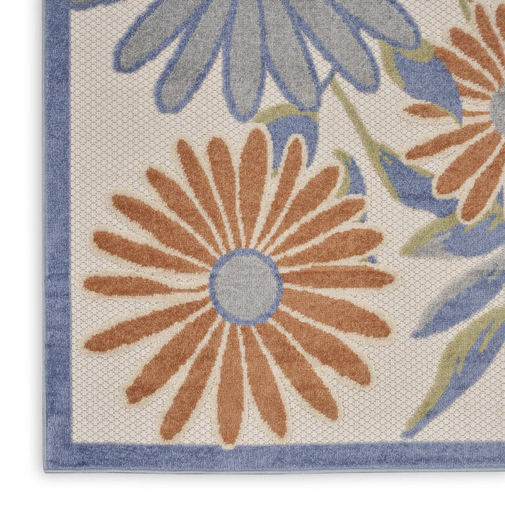 4' X 6' Beige Floral Indoor Outdoor Area Rug HomeRoots