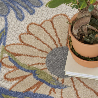 4' X 6' Beige Floral Indoor Outdoor Area Rug HomeRoots