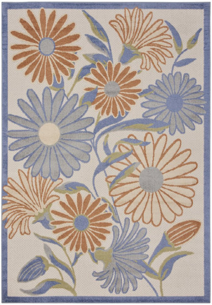 4' X 6' Beige Floral Indoor Outdoor Area Rug HomeRoots