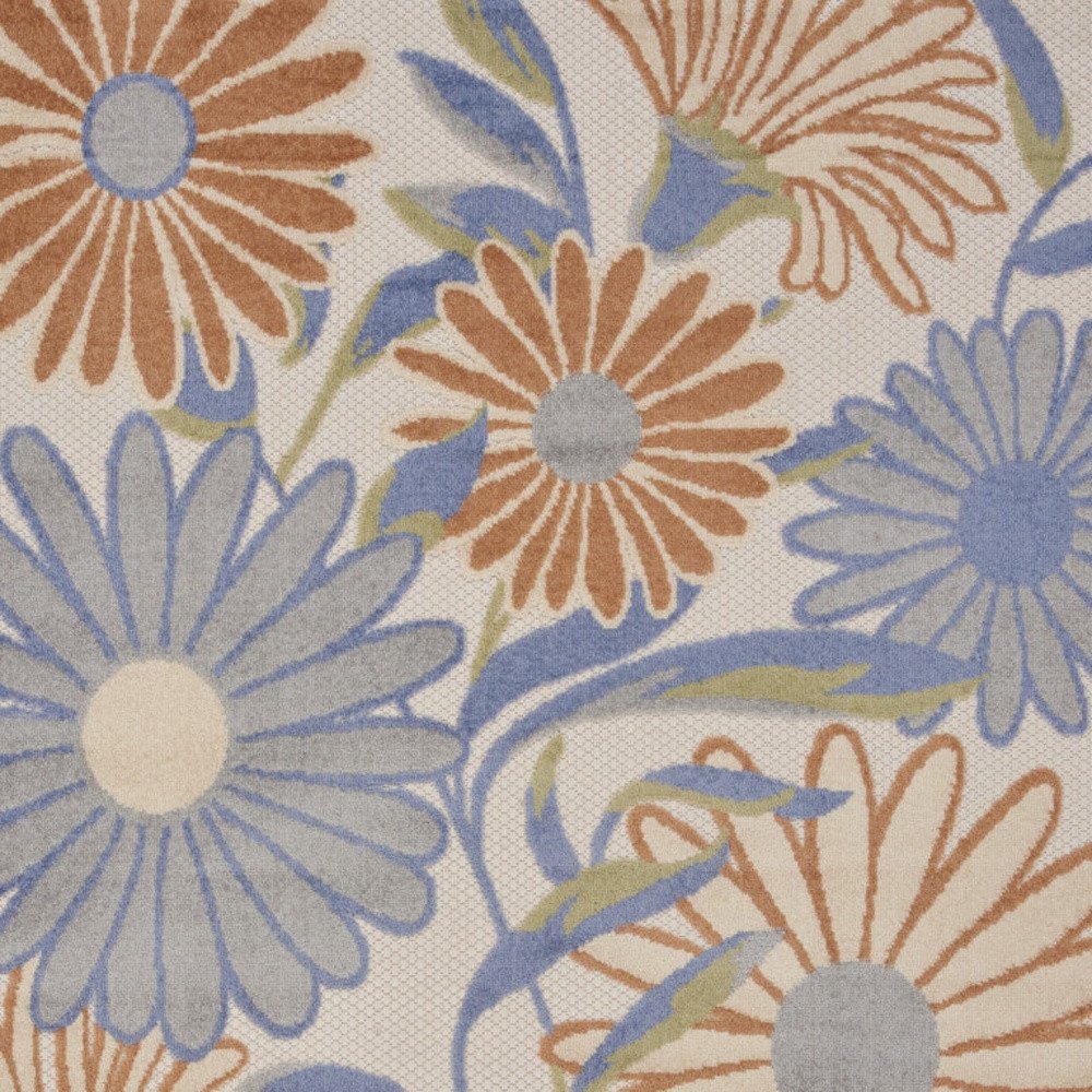 4' X 6' Beige Floral Indoor Outdoor Area Rug — view 1