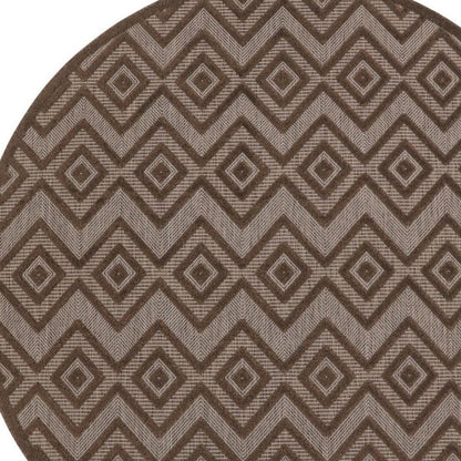 8' Brown Round Geometric Indoor Outdoor Area Rug HomeRoots