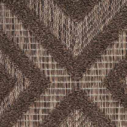 8' Brown Round Geometric Indoor Outdoor Area Rug HomeRoots
