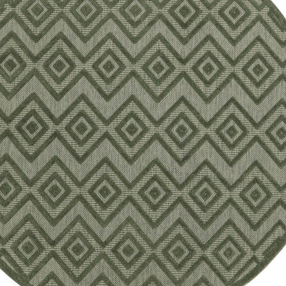 8' Green Round Geometric Indoor Outdoor Area Rug HomeRoots