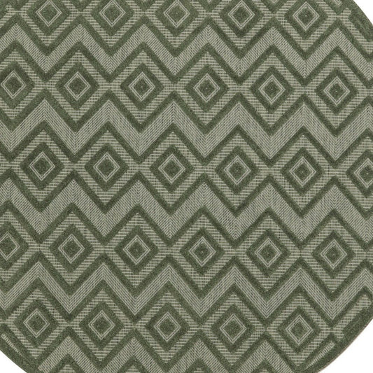 8' Green Round Geometric Indoor Outdoor Area Rug