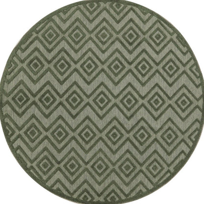 8' Green Round Geometric Indoor Outdoor Area Rug HomeRoots