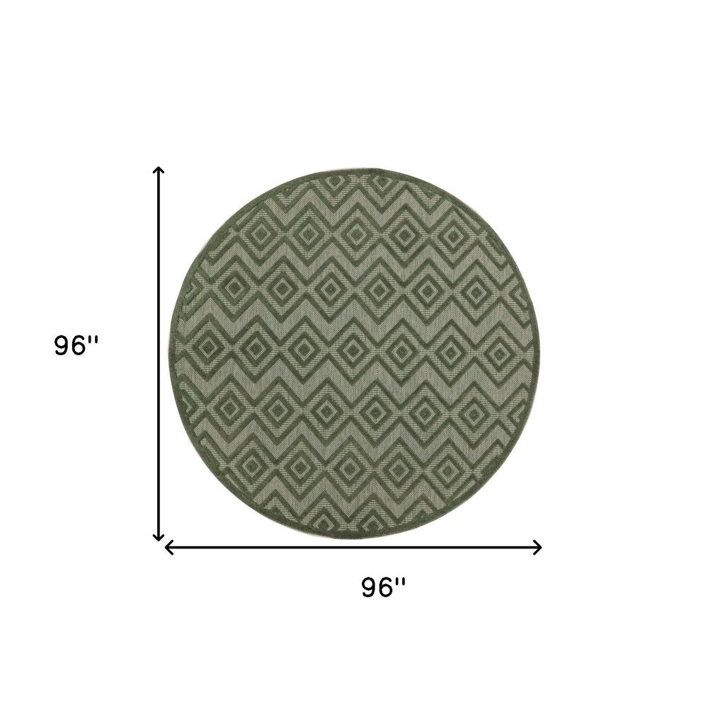 8' Green Round Geometric Indoor Outdoor Area Rug — view 3