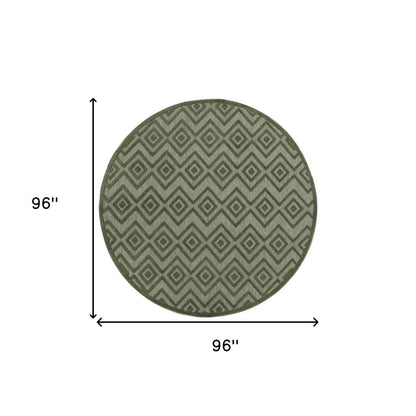 8' Green Round Geometric Indoor Outdoor Area Rug HomeRoots