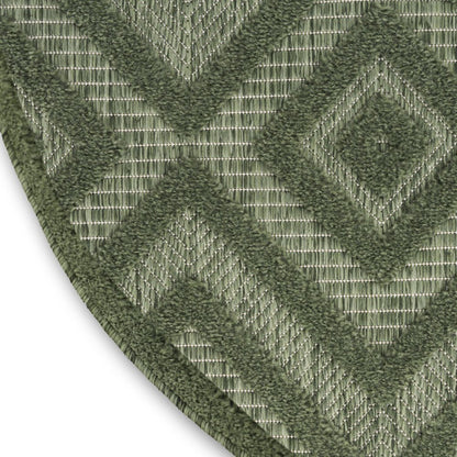 8' Green Round Geometric Indoor Outdoor Area Rug HomeRoots