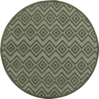 8' Green Round Geometric Indoor Outdoor Area Rug HomeRoots