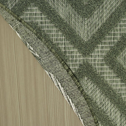 8' Green Round Geometric Indoor Outdoor Area Rug HomeRoots
