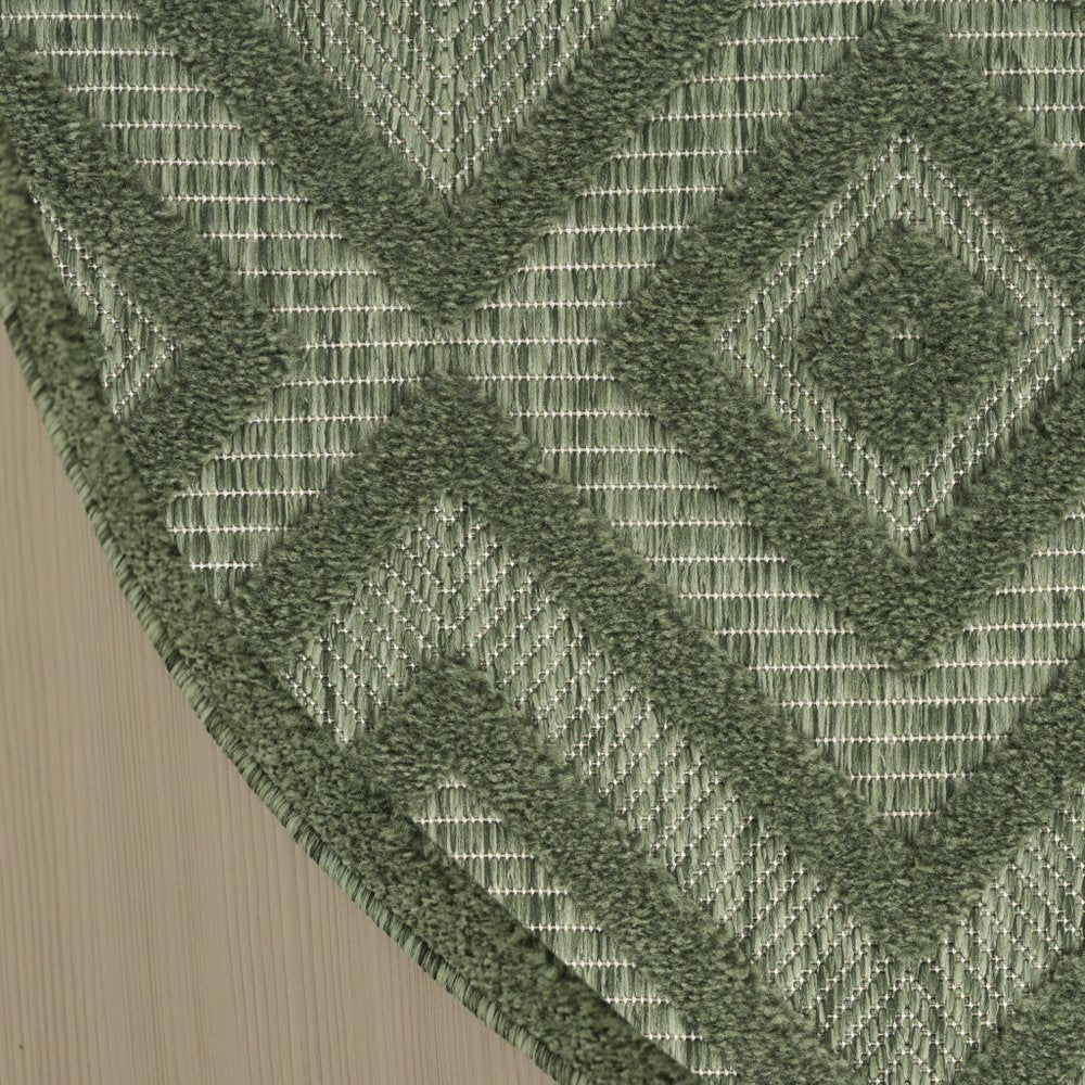 8' Green Round Geometric Indoor Outdoor Area Rug — view 10