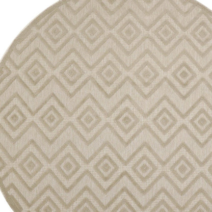 8' Cream Round Geometric Indoor Outdoor Area Rug HomeRoots