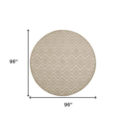 8' Cream Round Geometric Indoor Outdoor Area Rug HomeRoots