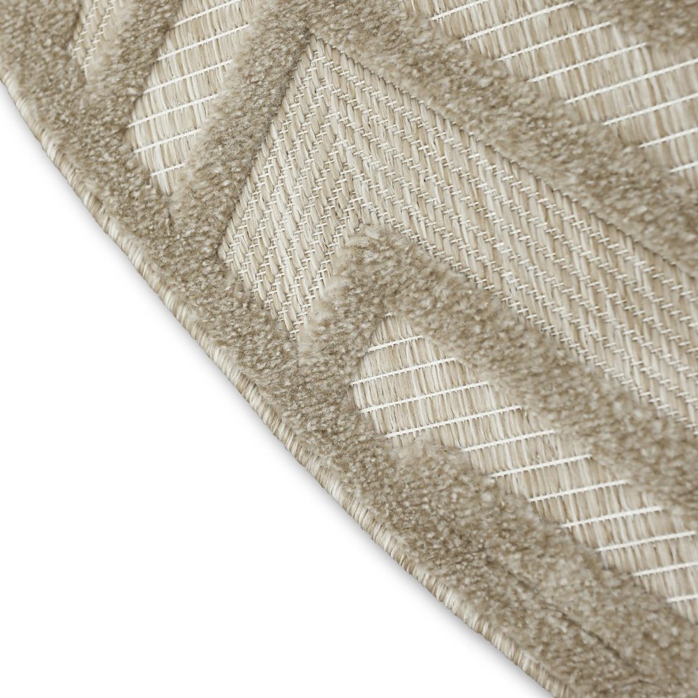 8' Cream Round Geometric Indoor Outdoor Area Rug — view 6