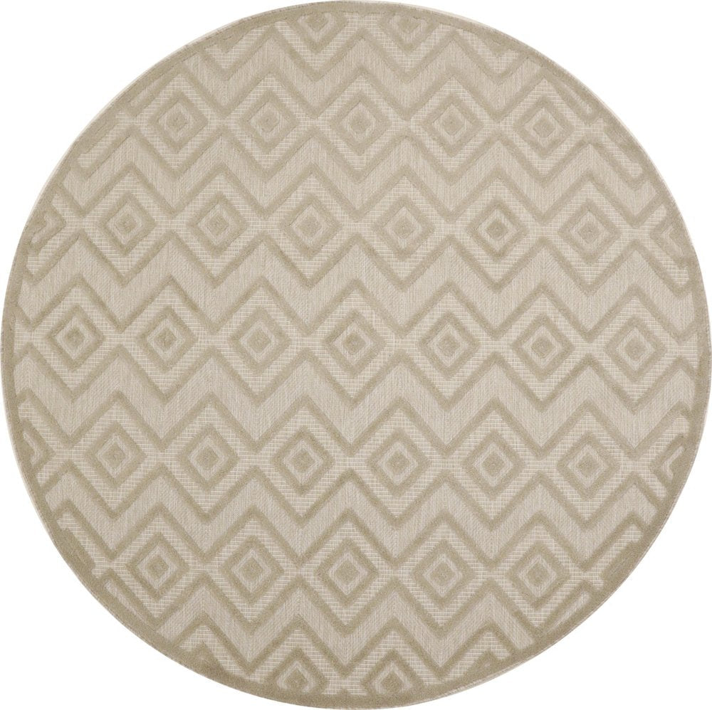 8' Cream Round Geometric Indoor Outdoor Area Rug HomeRoots
