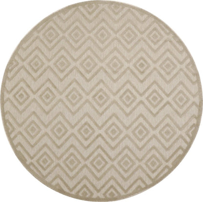 8' Cream Round Geometric Indoor Outdoor Area Rug HomeRoots