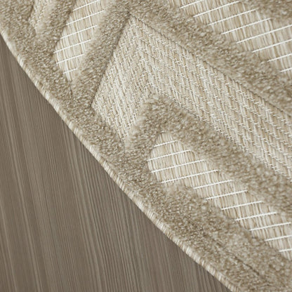 8' Cream Round Geometric Indoor Outdoor Area Rug HomeRoots
