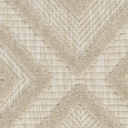 8' Cream Round Geometric Indoor Outdoor Area Rug HomeRoots