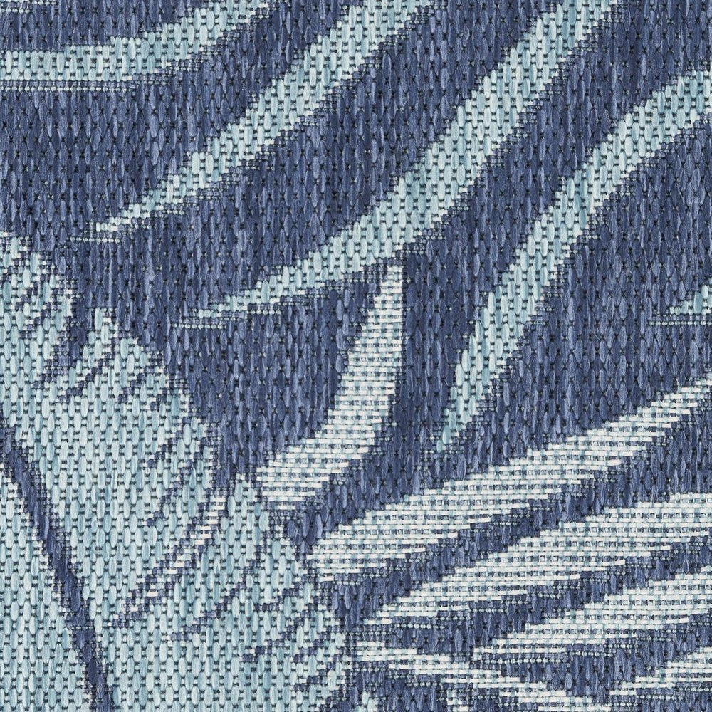 8' Navy Blue And Ivory Round Floral Indoor Outdoor Area Rug HomeRoots