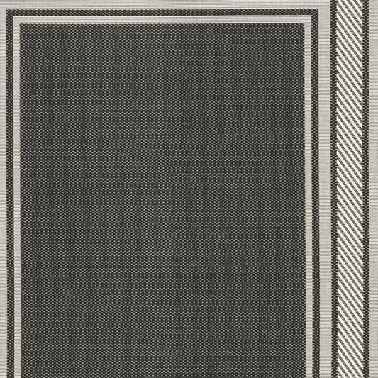 6' X 9' Black Geometric Indoor Outdoor Area Rug