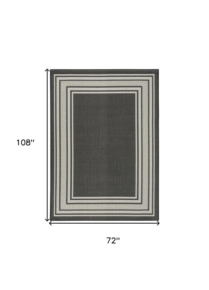 6' X 9' Black Geometric Indoor Outdoor Area Rug — view 3