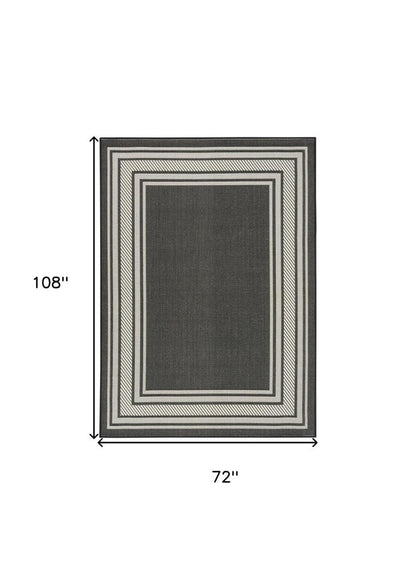 6' X 9' Black Geometric Indoor Outdoor Area Rug HomeRoots