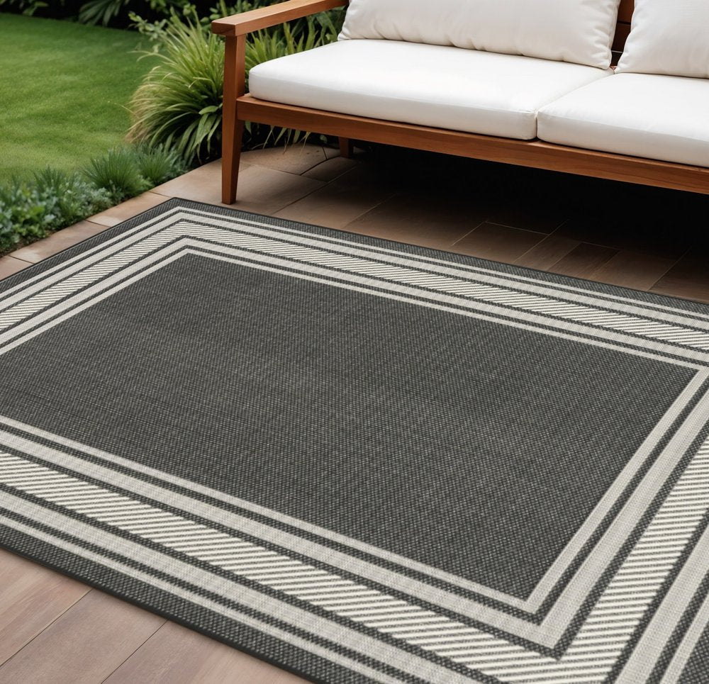 6' X 9' Black Geometric Indoor Outdoor Area Rug — view 4