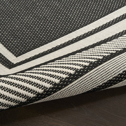 6' X 9' Black Geometric Indoor Outdoor Area Rug