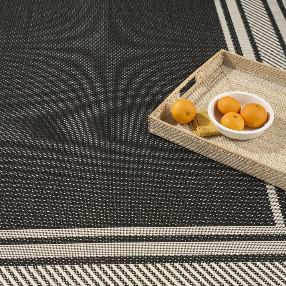 6' X 9' Black Geometric Indoor Outdoor Area Rug — view 7