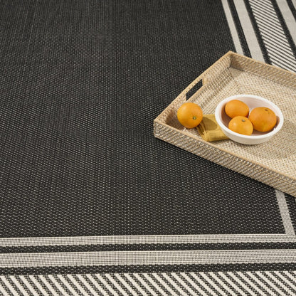 6' X 9' Black Geometric Indoor Outdoor Area Rug HomeRoots