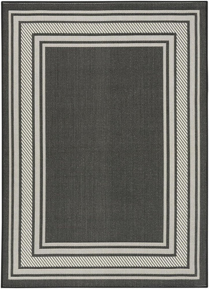6' X 9' Black Geometric Indoor Outdoor Area Rug