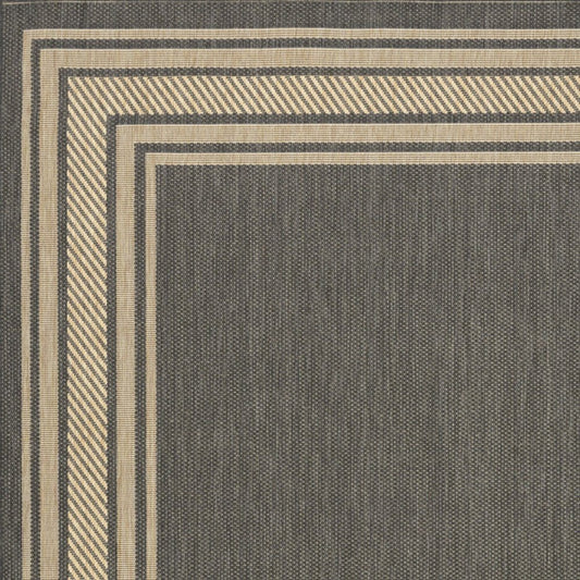 6' X 9' Charcoal Geometric Indoor Outdoor Area Rug