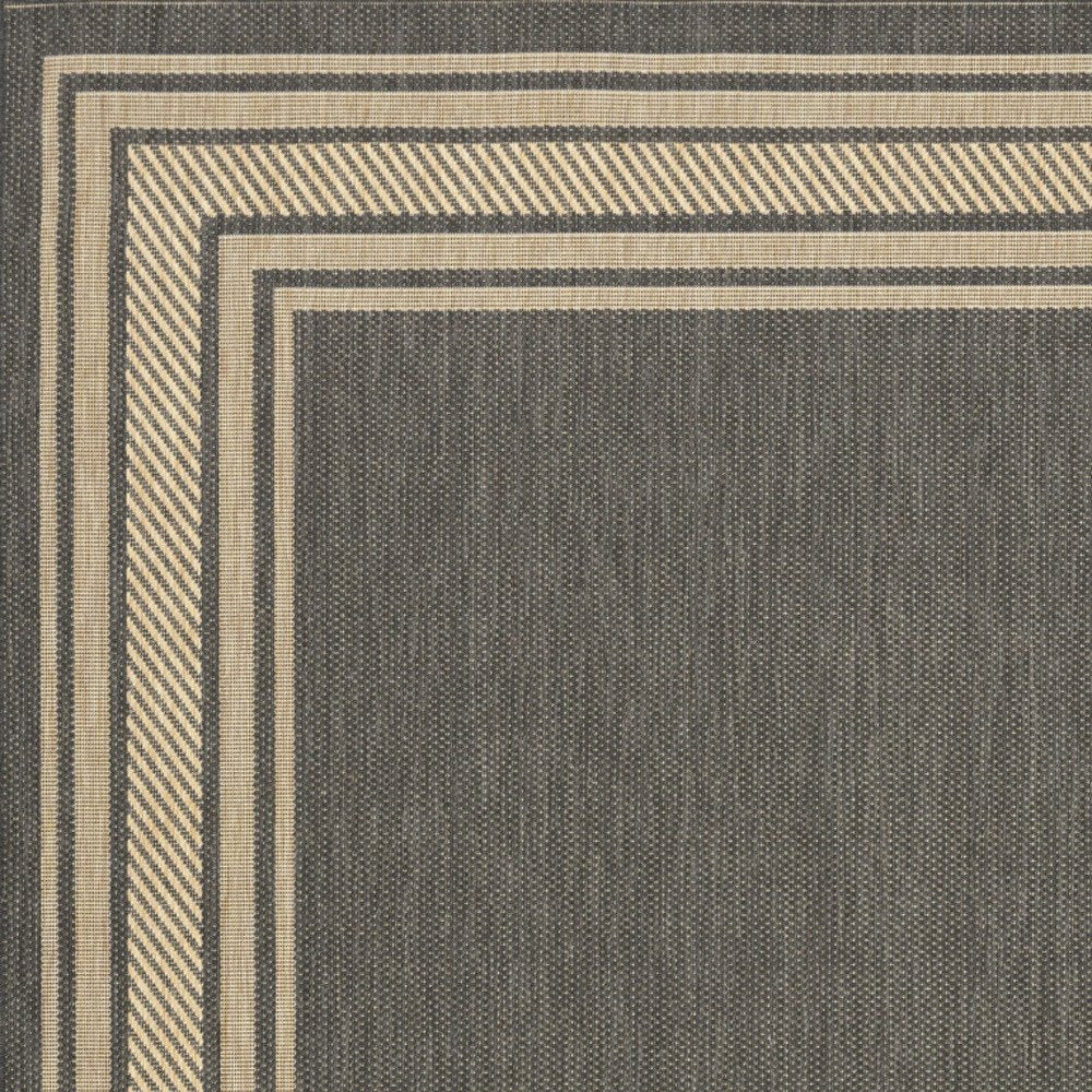 6' X 9' Charcoal Geometric Indoor Outdoor Area Rug