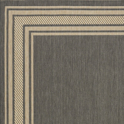 6' X 9' Charcoal Geometric Indoor Outdoor Area Rug