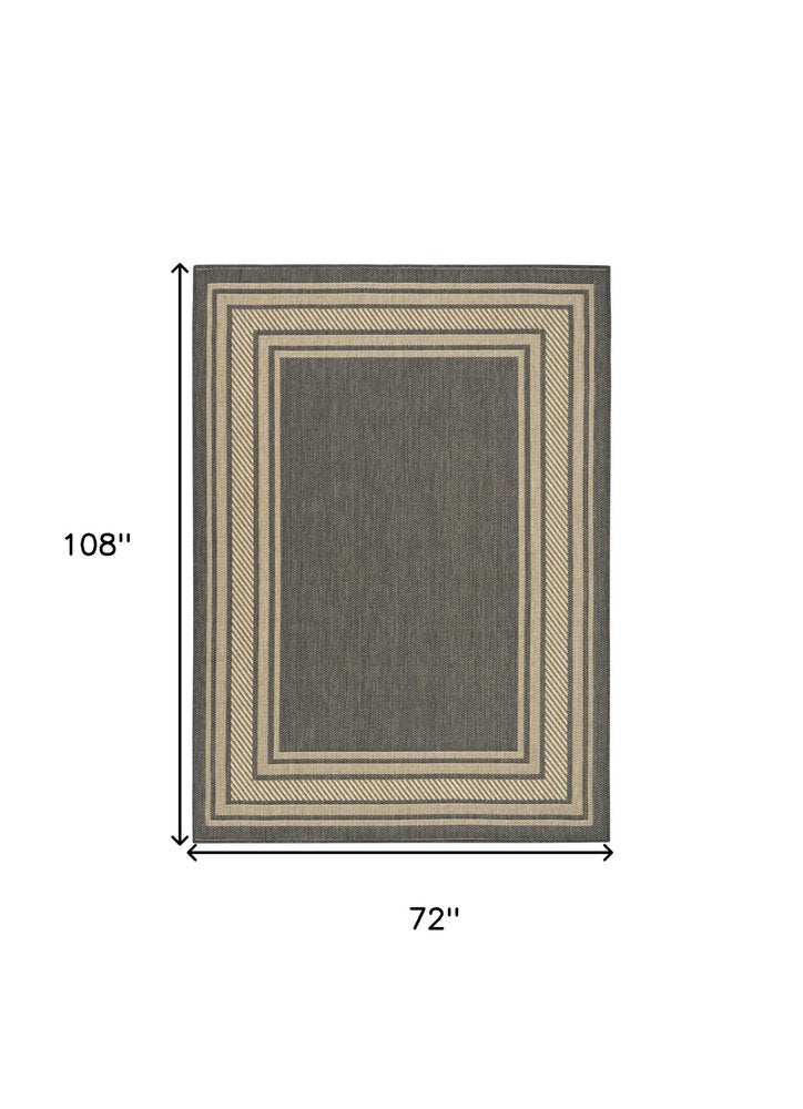 6' X 9' Charcoal Geometric Indoor Outdoor Area Rug — view 3