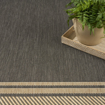 6' X 9' Charcoal Geometric Indoor Outdoor Area Rug